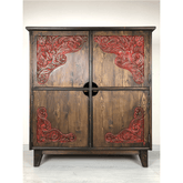 Indian Hand Carved Solid Hard Wood Cabinet D17